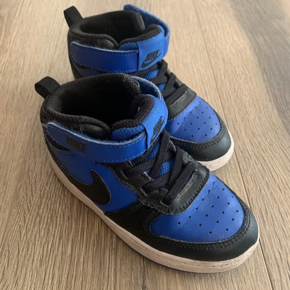 Nike Kids Black and Blue High-Top Sneakers